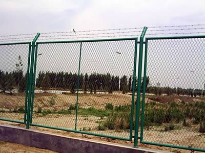 Several welded anti-intruder fence with one piece structure.