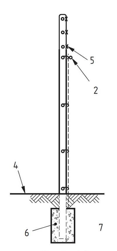 A drawing of straight intermediate post.