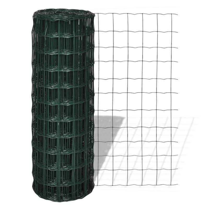 A roll of electro galvanized then dark green PVC-coated Europe fence.