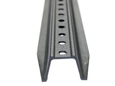 A black baked enamel color heavy duty U channel sign post on the white background.