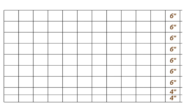 A cattle panel that marks the vertical filament spacing at each interval.