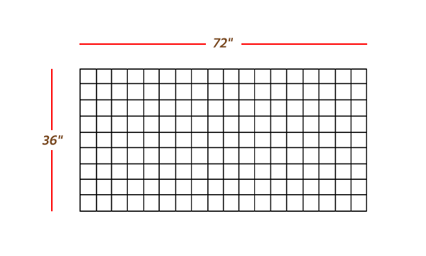A piece of hog wire fence panel marked out 36