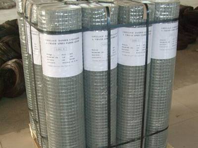 Galvanized welded mesh wrapped in plastic film and wooden pallet package