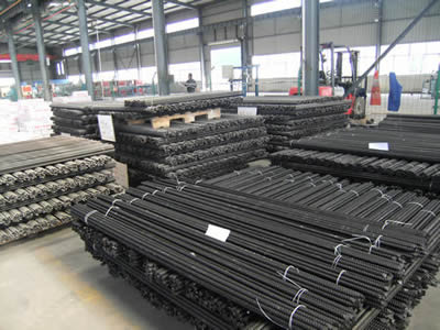 Several reinforced bars in the warehouse.