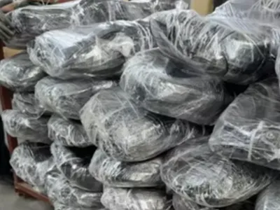 Finished obstacles fence sealed with white plastic film