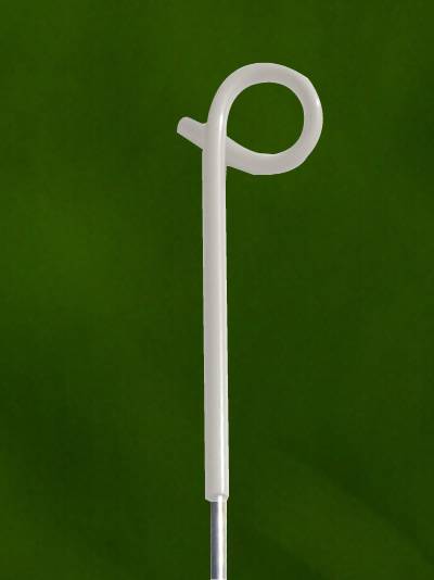 A white color pigtail post on the white background.