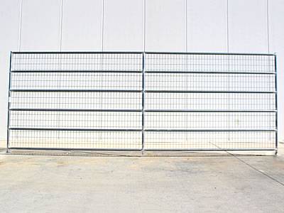 A drawing of frame welded horse fence with 6 rails.