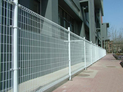 Several pieces of double circle fences are installed outside of the building.