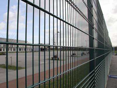 Double wire fences are installed in the factory with square post.