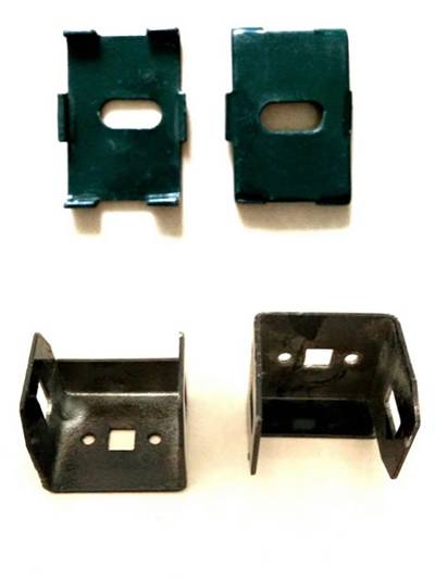 Two kinds of square post clips on the white background.