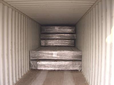 Stainless steel welded wire mesh panels loaded in container
