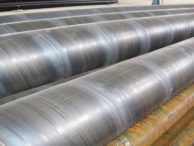 Several welded steel pipe on the ground.